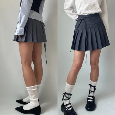 Ribbon Balletcore Pintuck Pleated A-Line Skirt
