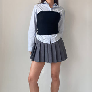 Ribbon Balletcore Pintuck Pleated A-Line Skirt