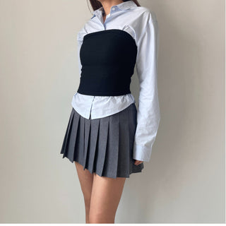 Ribbon Balletcore Pintuck Pleated A-Line Skirt