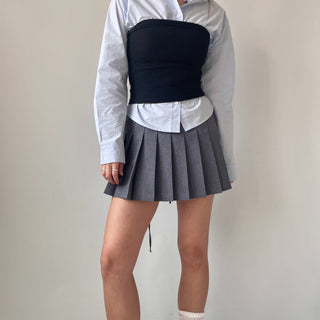 Ribbon Balletcore Pintuck Pleated A-Line Skirt
