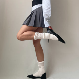Ribbon Balletcore Pintuck Pleated A-Line Skirt