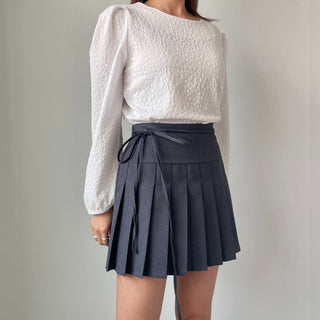 Ribbon Balletcore Pintuck Pleated A-Line Skirt