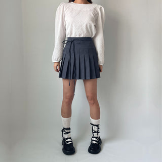 Ribbon Balletcore Pintuck Pleated A-Line Skirt