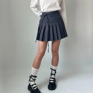 Ribbon Balletcore Pintuck Pleated A-Line Skirt