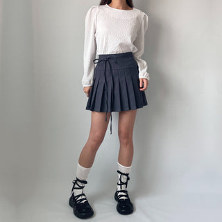 Ribbon Balletcore Pintuck Pleated A-Line Skirt