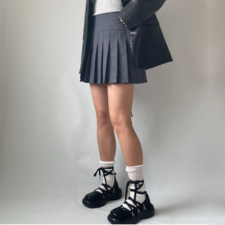 Ribbon Balletcore Pintuck Pleated A-Line Skirt