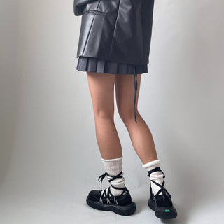 Ribbon Balletcore Pintuck Pleated A-Line Skirt