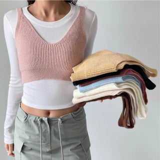 Spring Stretchy Crop Knit Bustier