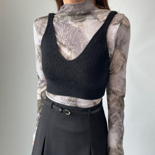Spring Stretchy Crop Knit Bustier