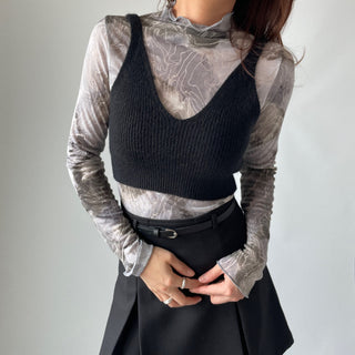 Spring Stretchy Crop Knit Bustier