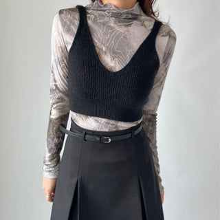 Spring Stretchy Crop Knit Bustier