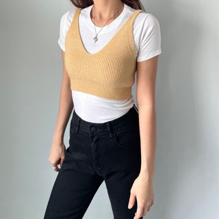 Spring Stretchy Crop Knit Bustier