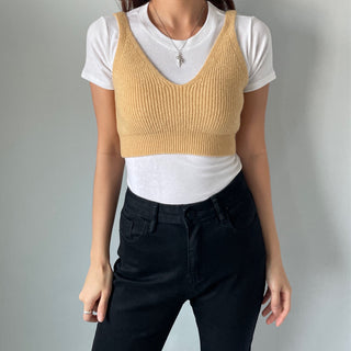 Spring Stretchy Crop Knit Bustier