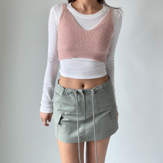 Spring Stretchy Crop Knit Bustier