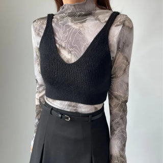 Spring Stretchy Crop Knit Bustier