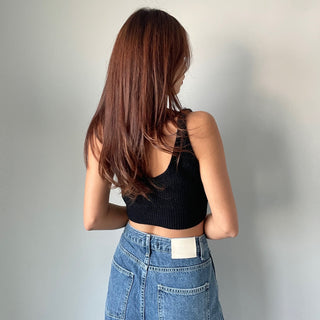 Spring Stretchy Crop Knit Bustier