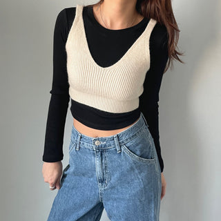Spring Stretchy Crop Knit Bustier