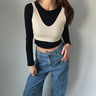 Spring Stretchy Crop Knit Bustier