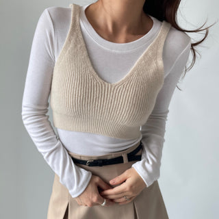 Spring Stretchy Crop Knit Bustier