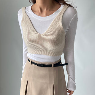 Spring Stretchy Crop Knit Bustier