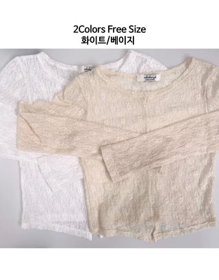 Lace see-through long-sleeve layered tee