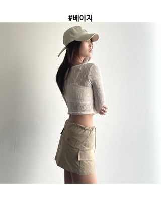 Lace see-through long-sleeve layered tee