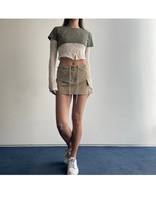 Lace see-through long-sleeve layered tee