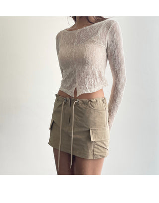 Lace see-through long-sleeve layered tee