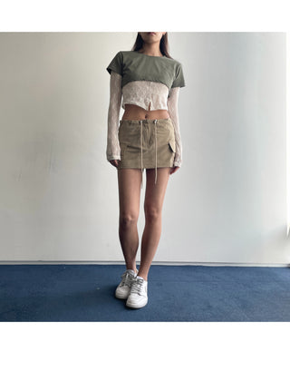 Lace see-through long-sleeve layered tee