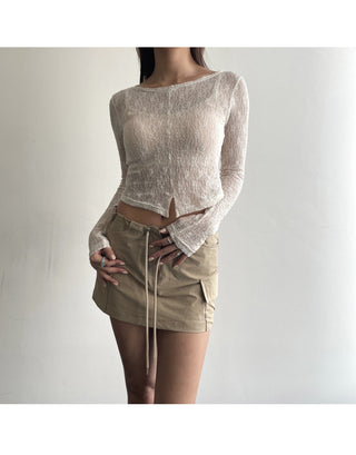 Lace see-through long-sleeve layered tee