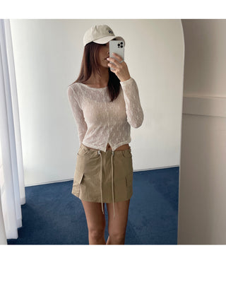 Lace see-through long-sleeve layered tee