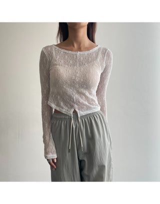 Lace see-through long-sleeve layered tee