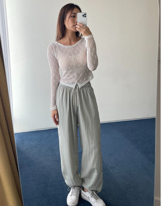 Lace see-through long-sleeve layered tee