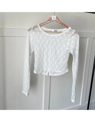 Lace see-through long-sleeve layered tee