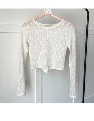 Lace see-through long-sleeve layered tee