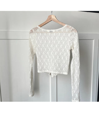 Lace see-through long-sleeve layered tee