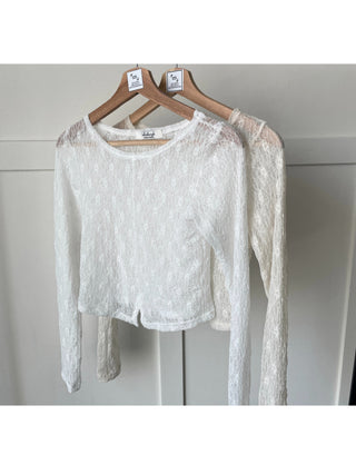 Lace see-through long-sleeve layered tee