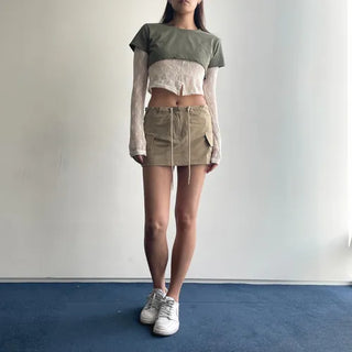 Lace see-through long-sleeve layered tee
