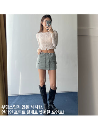 Lace see-through long-sleeve layered tee