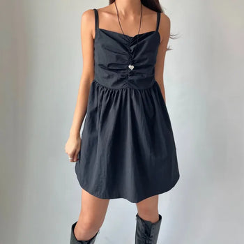 Bustier Anorak Sleeveless Mini Dress with Pocket