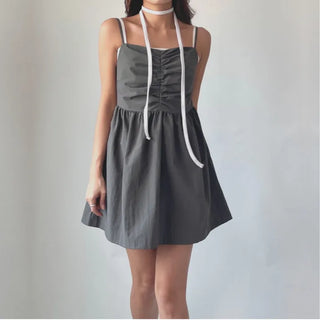 Bustier Anorak Sleeveless Mini Dress with Pocket