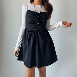 Bustier Anorak Sleeveless Mini Dress with Pocket