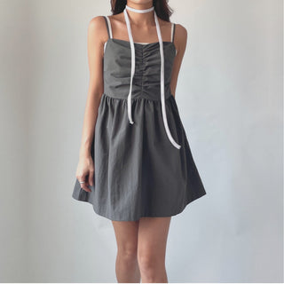 Bustier Anorak Sleeveless Mini Dress with Pocket
