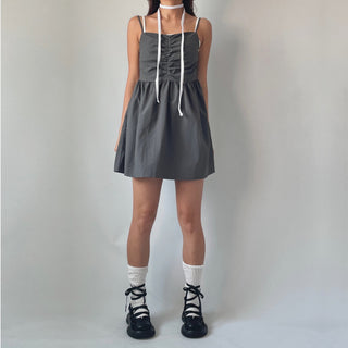 Bustier Anorak Sleeveless Mini Dress with Pocket