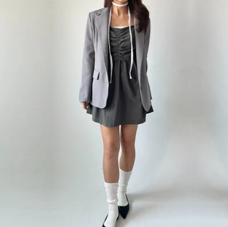 Bustier Anorak Sleeveless Mini Dress with Pocket