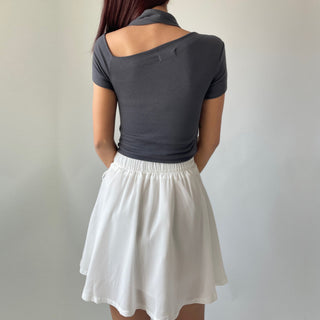 Asymmetrical Tie Scarf Modal Short Sleeve Tee