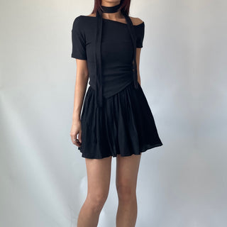 Asymmetrical Tie Scarf Modal Short Sleeve Tee