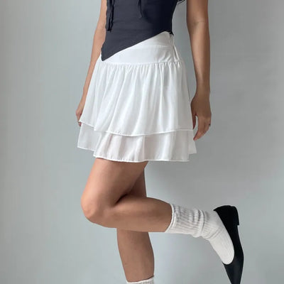Lace Chiffon Tiered Mini Skirt 🇰🇷