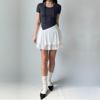 Lace Chiffon Tiered Mini Skirt 🇰🇷