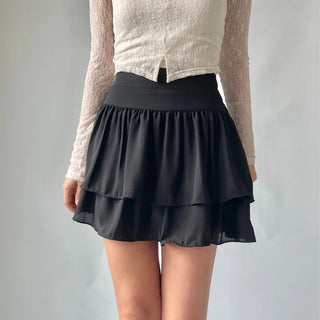 Lace Chiffon Tiered Mini Skirt 🇰🇷